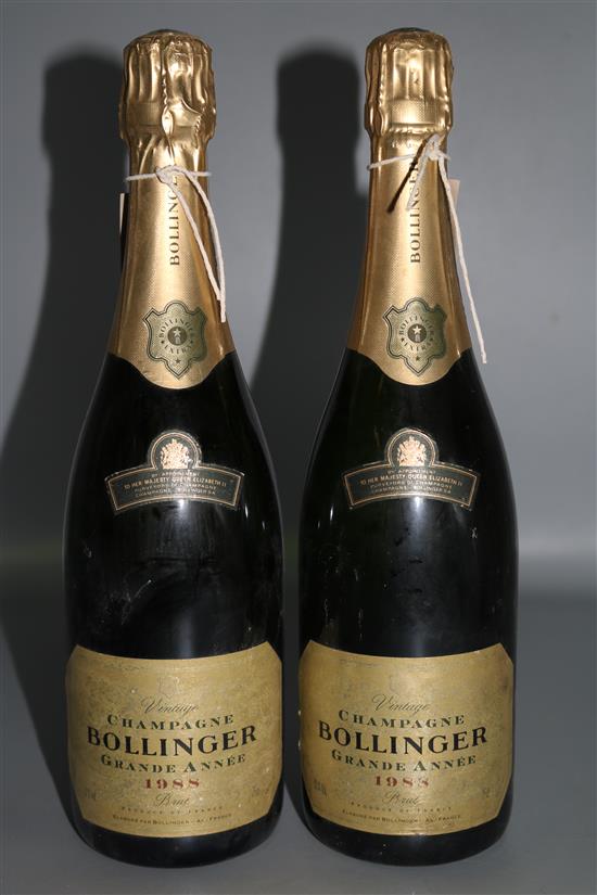 2 bottles Bollinger, Grande Annee  champagne 1988